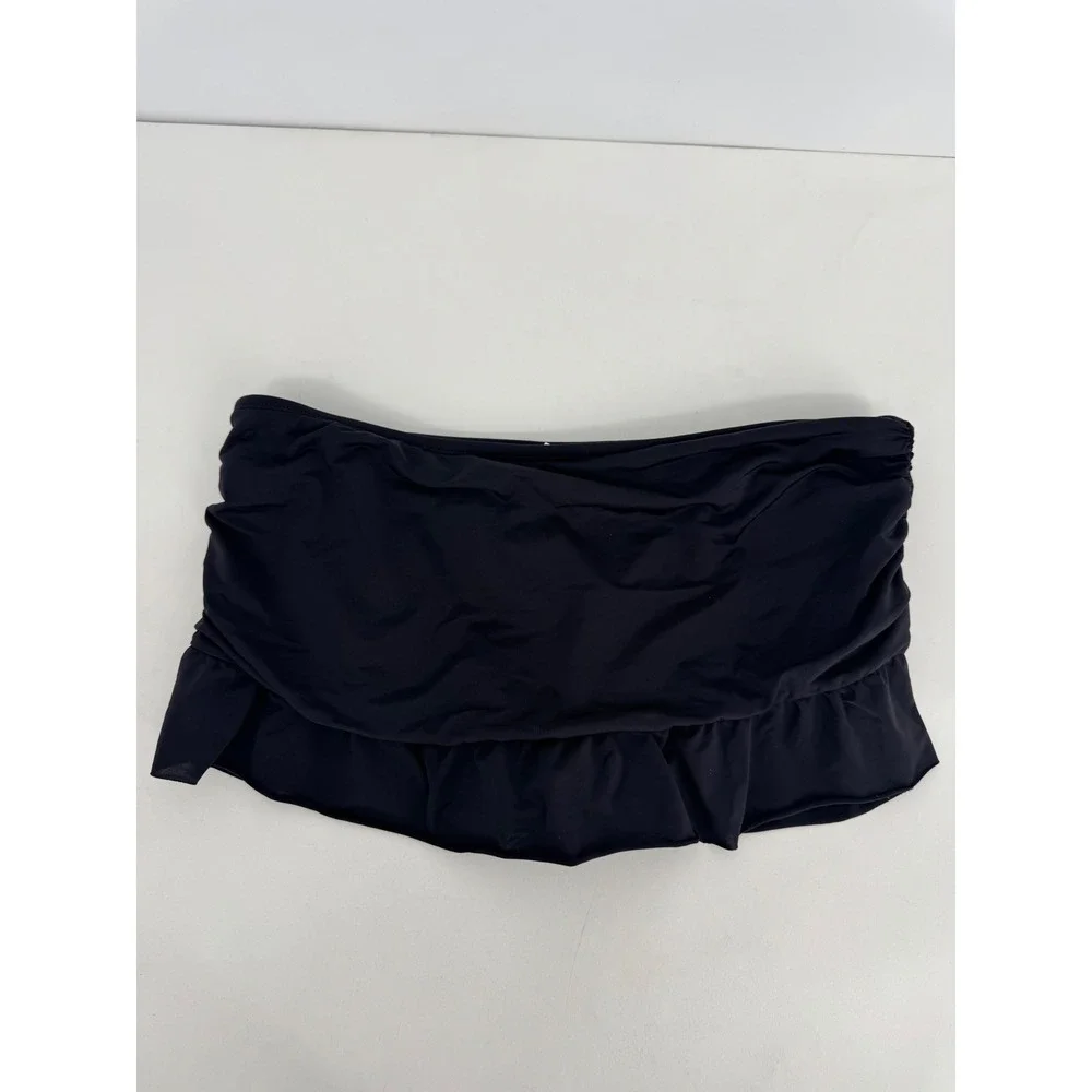 Kenneth Cole Reaction Womens Black Ruched Ruffle Swim Skirt Full Coverage Sz M